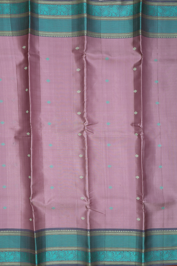 Kanchipuram Silk Saree In Dusty Purple With Threadwork Buttas