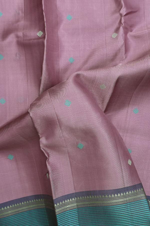 Kanchipuram Silk Saree In Dusty Purple With Threadwork Buttas