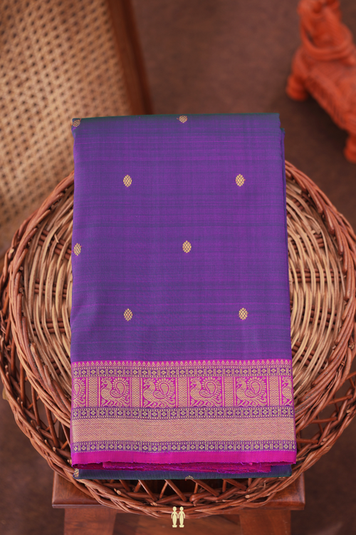 Kanchipuram Silk Saree In Dual Tone With Floral Buttis
