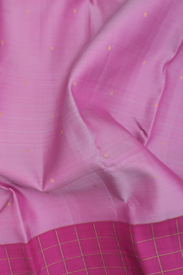 Kanchipuram Silk Saree In Pink With Floral Buttis