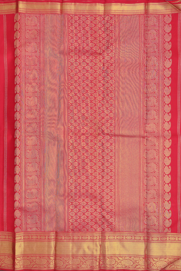 Kanchipuram Silk Saree In Crimson Red With Jacquard Pattern