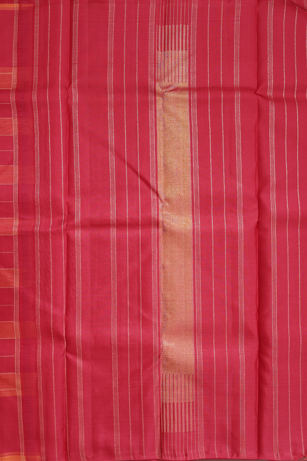 Kanchipuram Silk Saree In Crimson Red With Checks Design