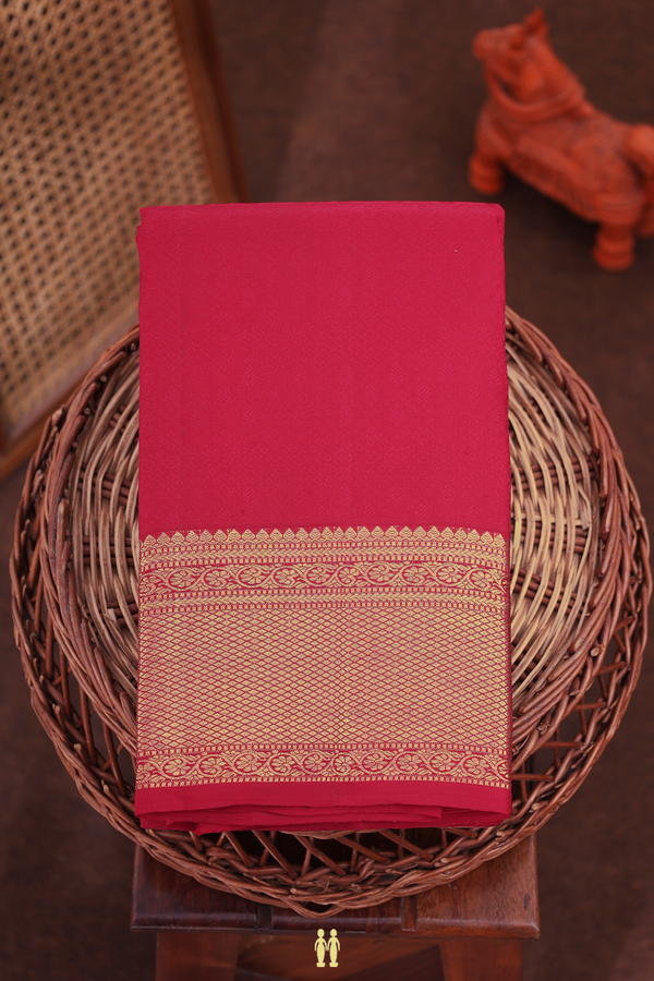Kanchipuram Silk Saree In Ruby Red With Jacquard Pattern