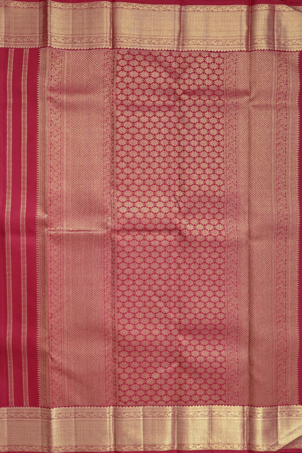 Kanchipuram Silk Saree In Ruby Red With Jacquard Pattern