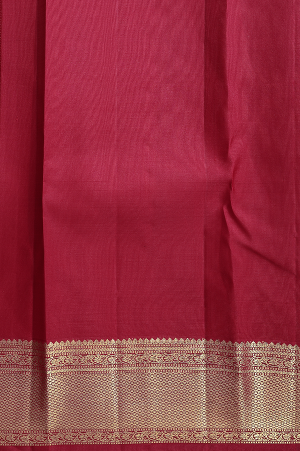 Kanchipuram Silk Saree In Ruby Red With Jacquard Pattern