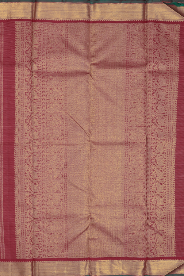 kanchipuram Silk Saree In Crimson Red With Stripes Design