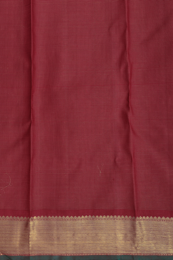 kanchipuram Silk Saree In Crimson Red With Stripes Design