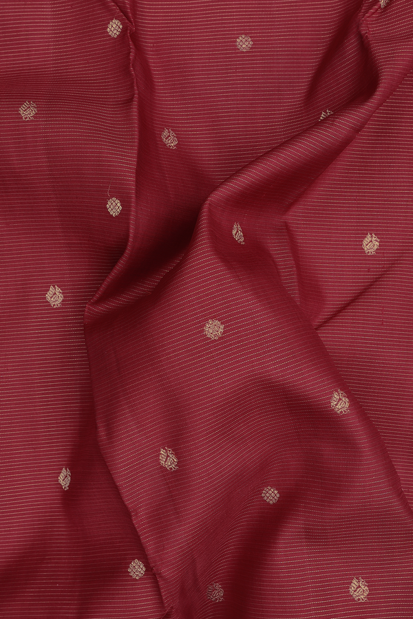 kanchipuram Silk Saree In Crimson Red With Stripes Design