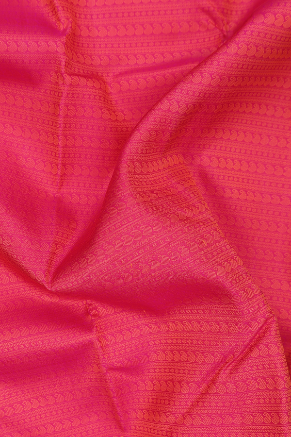 Kanchipuram Silk Saree In Rani Pink With Jacquard Pattern