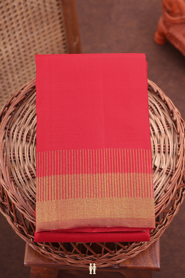 Kanchipuram Silk Saree In Scarlet Red With Zari Border
