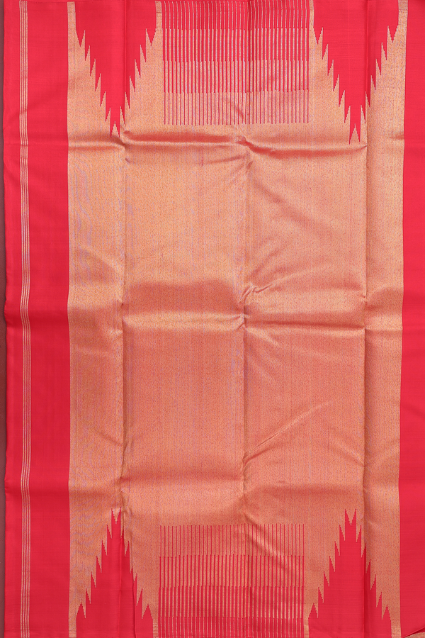 Kanchipuram Silk Saree In Scarlet Red With Zari Border