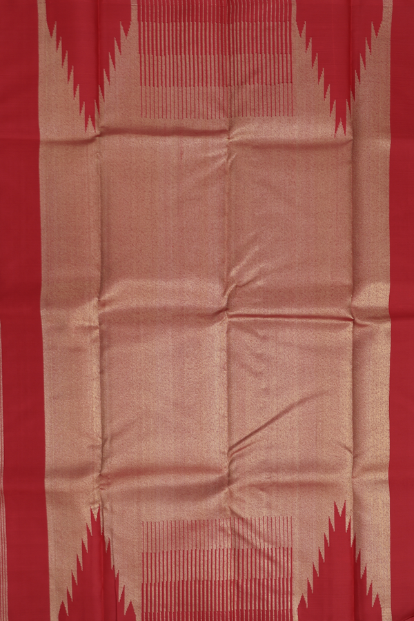 Kanchipuram Silk Saree In Scarlet Red With Seepu Rekku Border