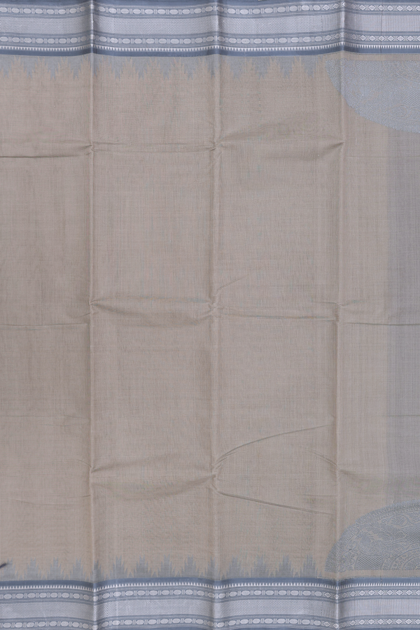 Kanchi Cotton Saree In Dusty Brown With Contrast Silk Border