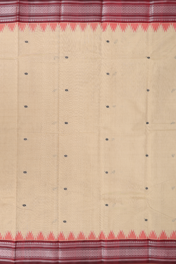 Kanchi Cotton Saree In Pastel Brown With Threadwork Buttas