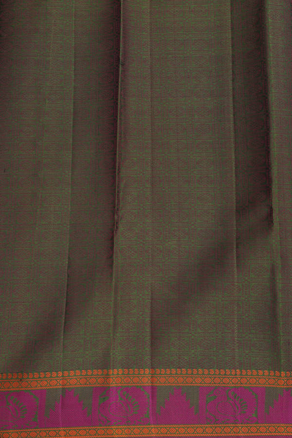 Kanchipuram Silk Saree In Black With Checks Design