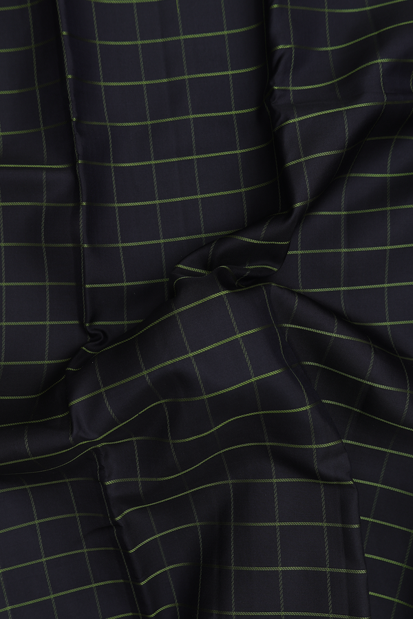 Kanchipuram Silk Saree In Black With Checks Design