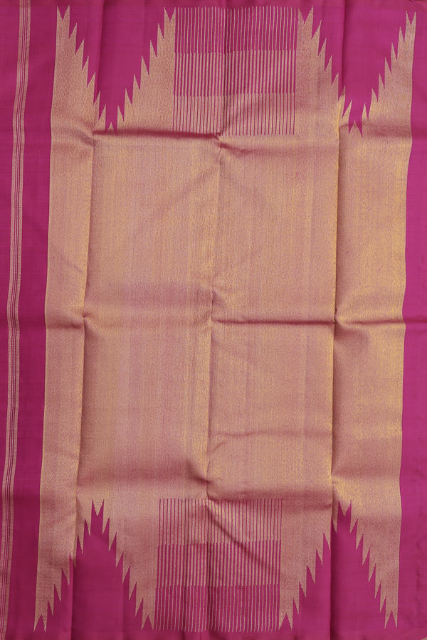 Kanchipuram Silk Saree In Magenta With Temple Border