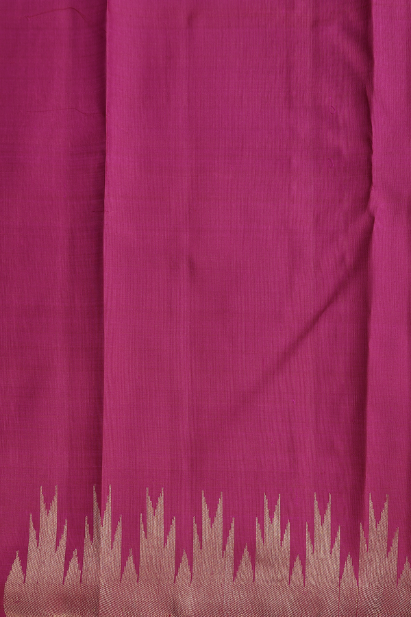 Kanchipuram Silk Saree In Magenta With Temple Border