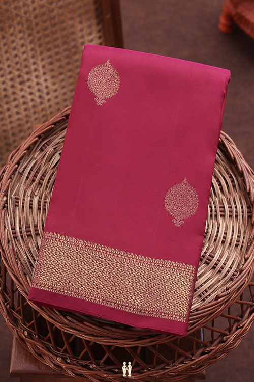 Kanchipuram Silk Saree In Red With Zari Buttas