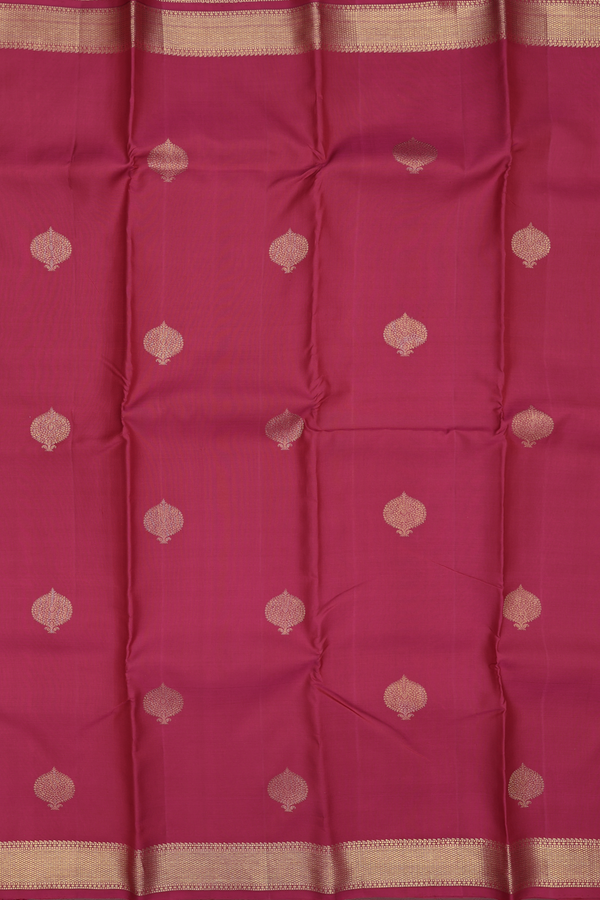 Kanchipuram Silk Saree In Red With Zari Buttas