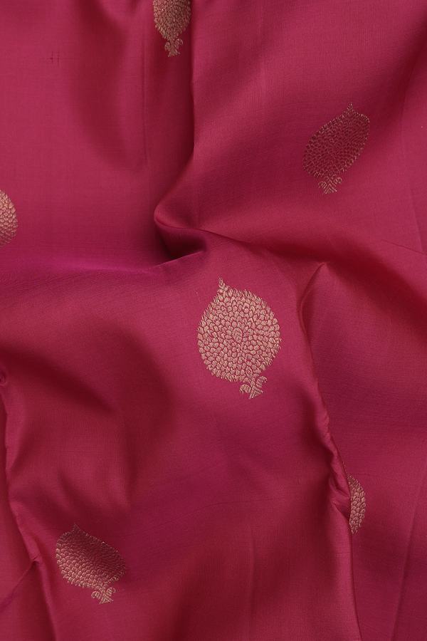 Kanchipuram Silk Saree In Red With Zari Buttas