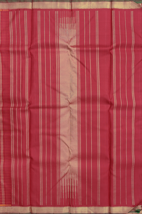 Kanchipuram Silk Saree In Crimson Red With Checks Design