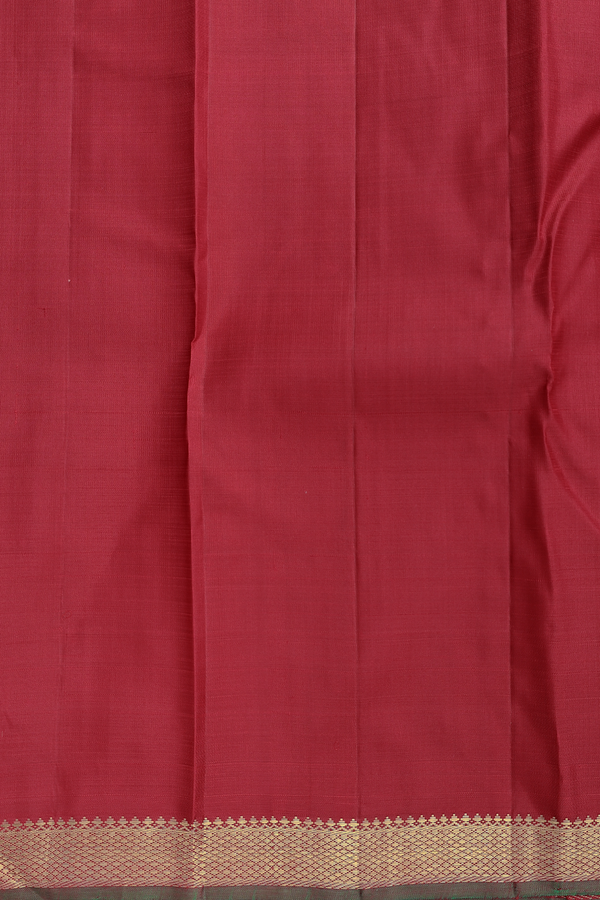 Kanchipuram Silk Saree In Crimson Red With Checks Design