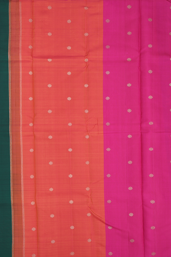 Kanchipuram Silk Saree In Forest Green With Malli Moggu Buttas