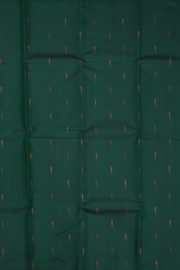 Kanchipuram Silk Saree In Forest Green With Malli Moggu Buttas