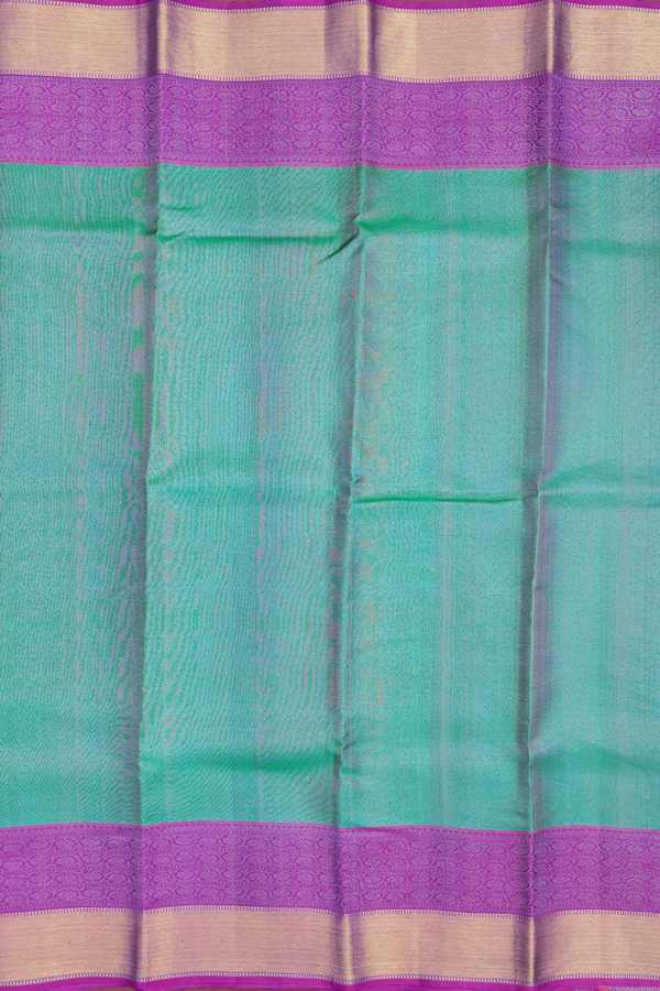 Kanchipuram Silk Saree In Teal Blue With Contrast Border