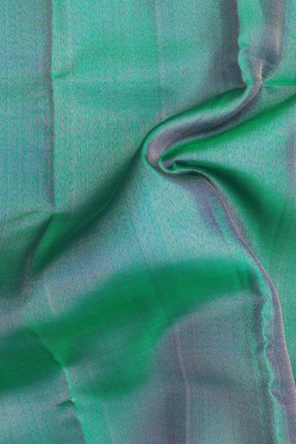 Kanchipuram Silk Saree In Teal Blue With Contrast Border