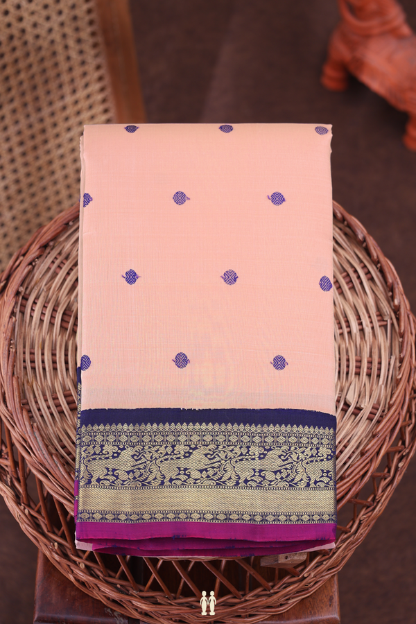 Kanchipuram Silk Saree In Dusty Rose With Threadwork Buttas