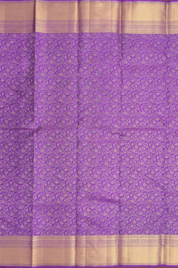 Kanchipuram Silk Saree In Purple With Brocade Design