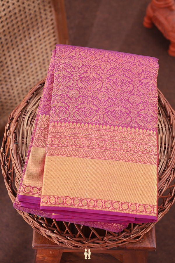 Kanchipuram Silk Saree In Purple With Brocade Design