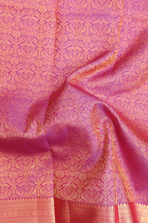 Kanchipuram Silk Saree In Purple With Brocade Design