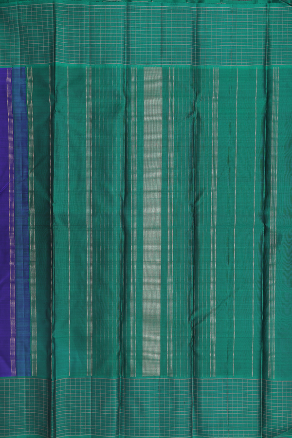 Kanchipuram Silk Saree In Royal Blue With Peacock Buttas