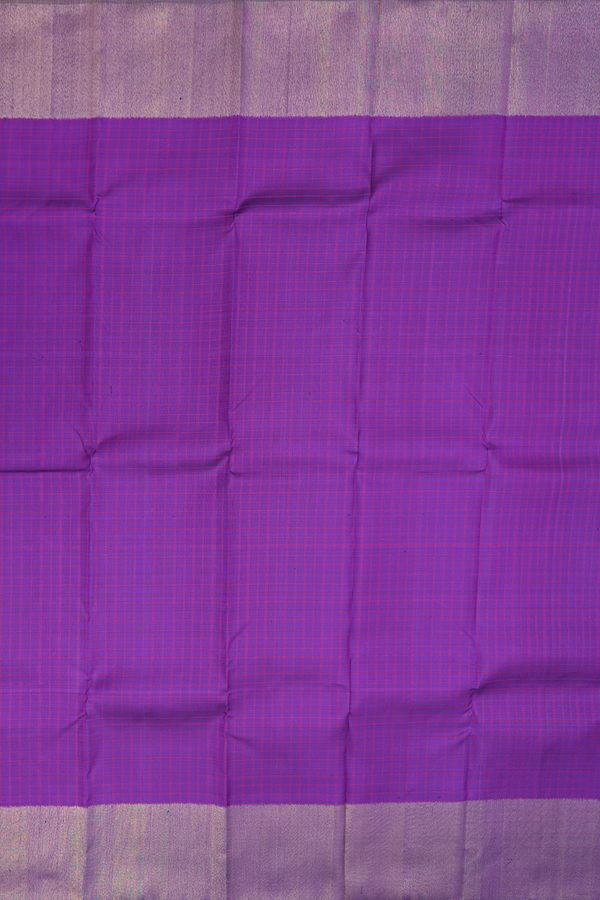 Kanchipuram Silk Saree In Grape Purple With Checks Design