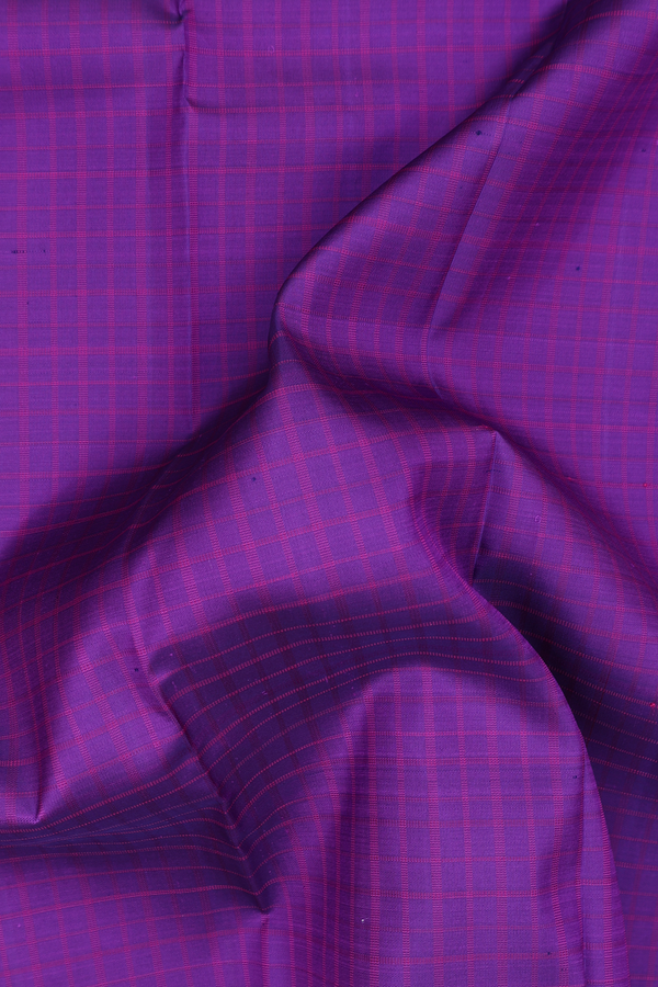 Kanchipuram Silk Saree In Grape Purple With Checks Design