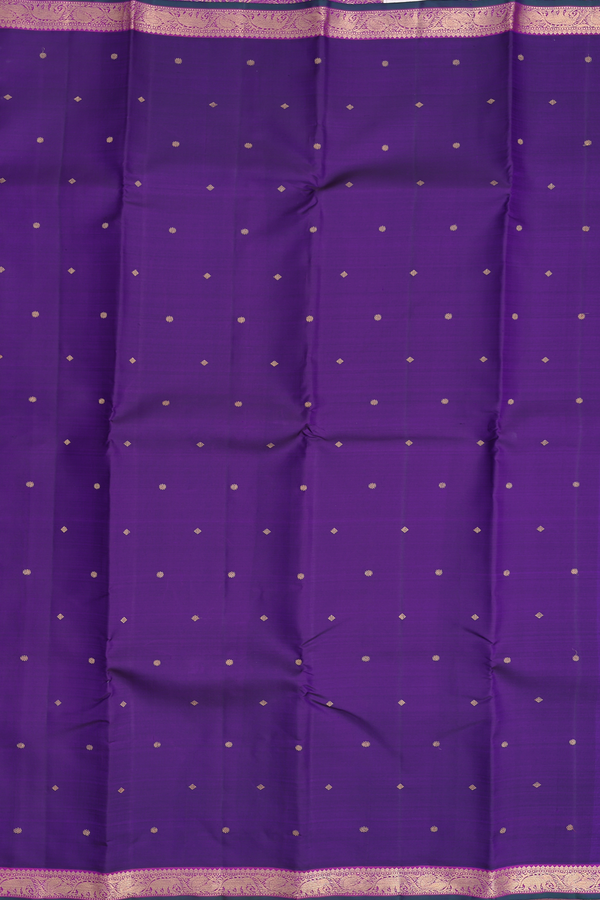 Kanchipuram Silk Saree In Royal Purple With Zari Buttis