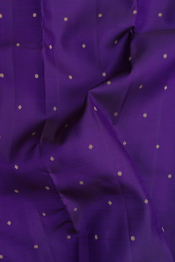 Kanchipuram Silk Saree In Royal Purple With Zari Buttis