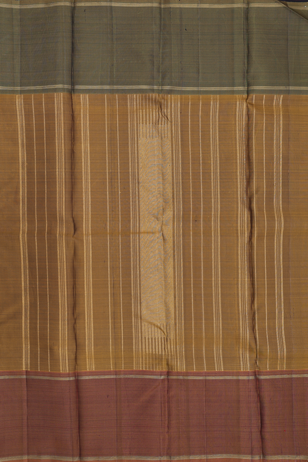 Kanchipuram Silk Saree In Black With Stripes Design