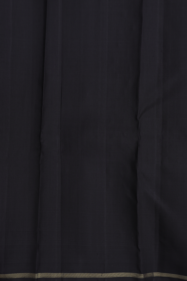 Kanchipuram Silk Saree In Black With Stripes Design