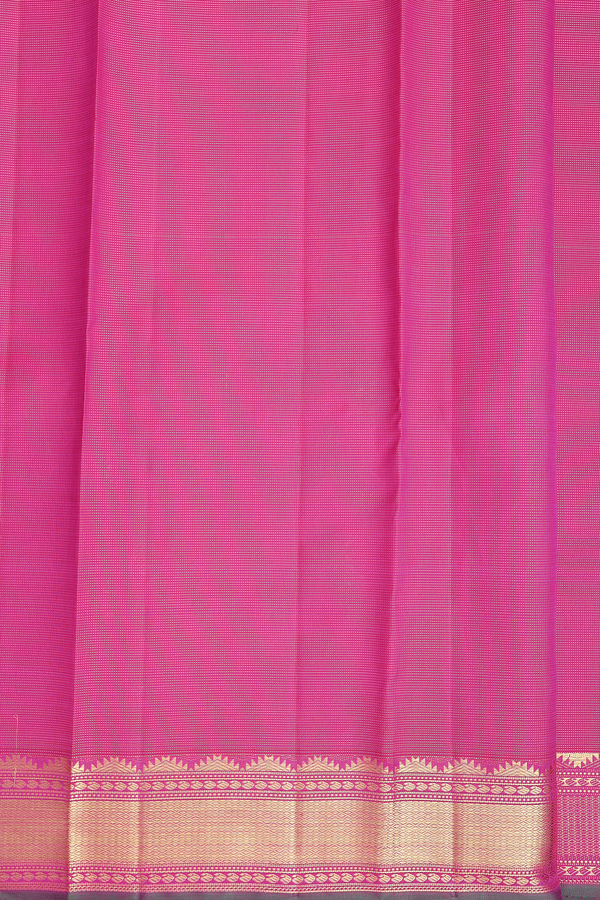 Kanchipuram Silk Saree In Pink With Stripes Along Buttas