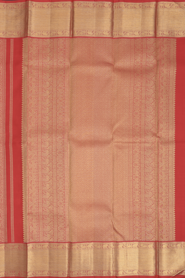 Kanchipuram Silk Saree In Chilli Red With Iruthalai Pakshi
