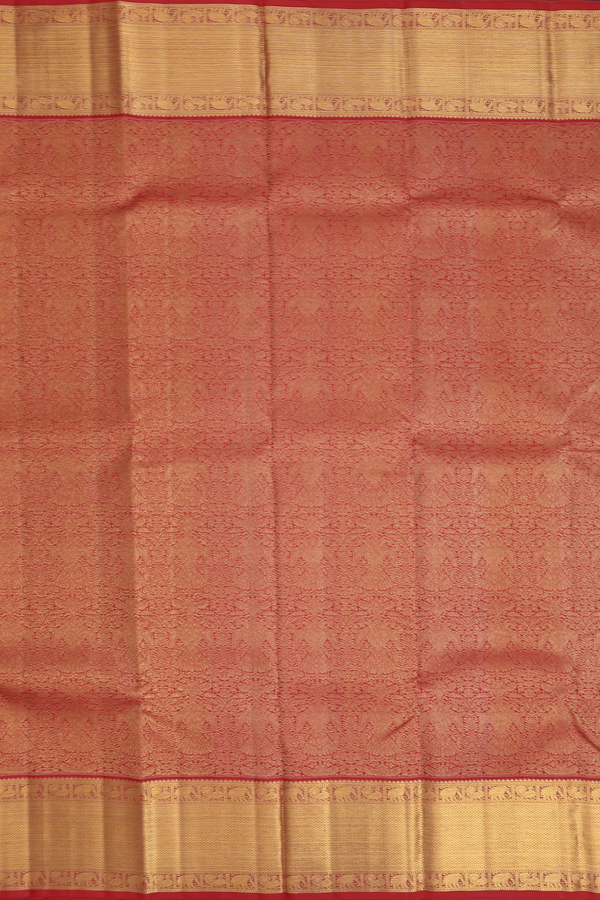 Kanchipuram Silk Saree In Chilli Red With Iruthalai Pakshi