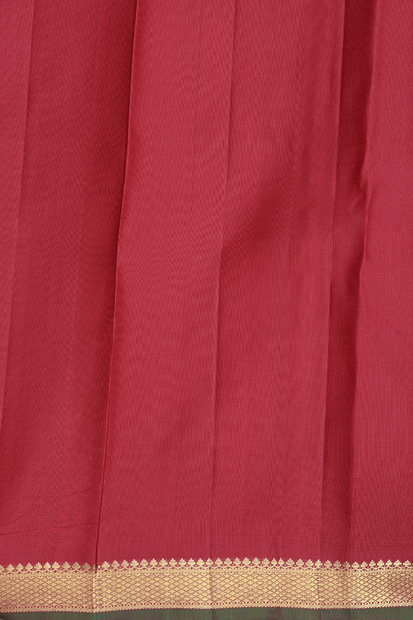Kanchipuram Silk Saree In Orange And Red With Stripes Design