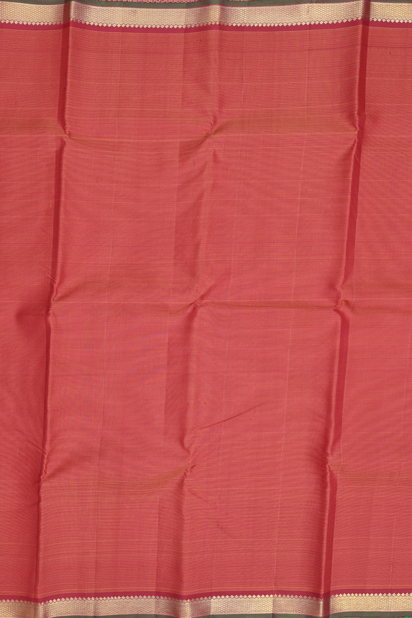 Kanchipuram Silk Saree In Orange And Red With Stripes Design