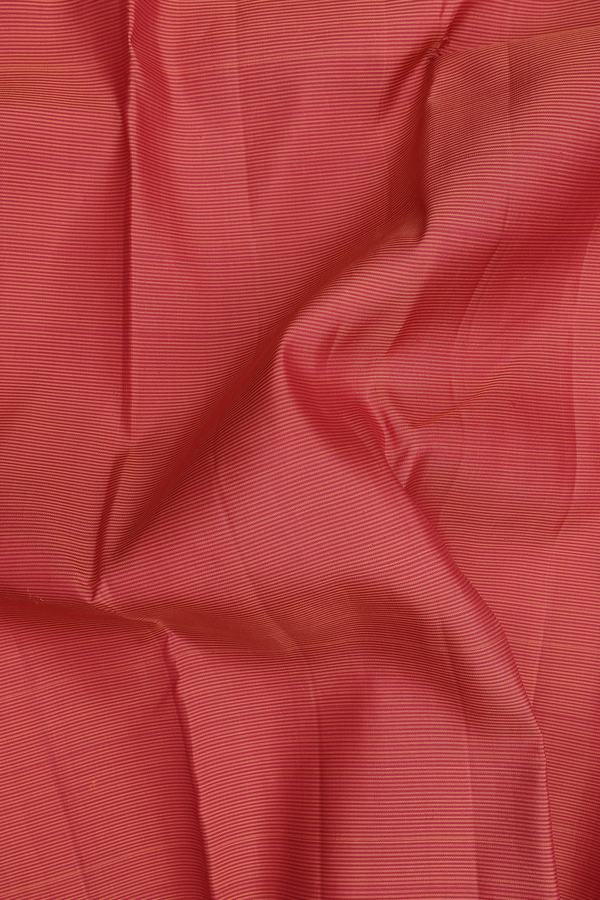 Kanchipuram Silk Saree In Orange And Red With Stripes Design
