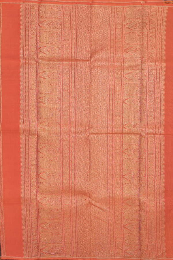 Kanchipuram Silk Saree In Forest Green With Checks Design