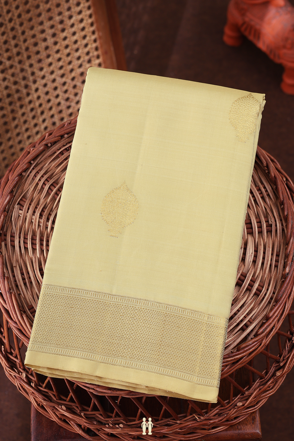 Kanchipuram Silk Saree In Khaki With Zari Buttas